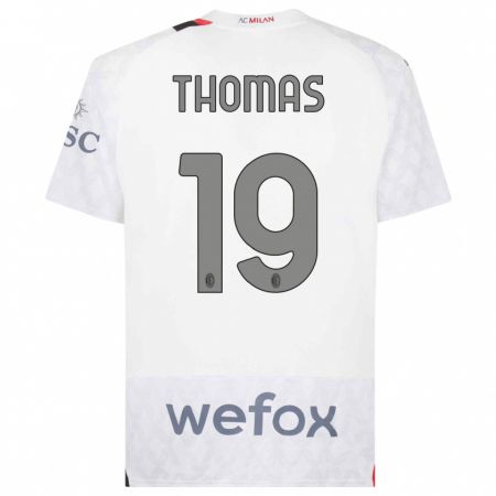 Kandiny Bambino Maglia Lindsey Thomas #19 Bianco Kit Gara Away 2023/24 Maglietta