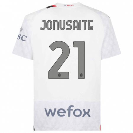 Kandiny Bambino Maglia Rimante Jonusaite #21 Bianco Kit Gara Away 2023/24 Maglietta