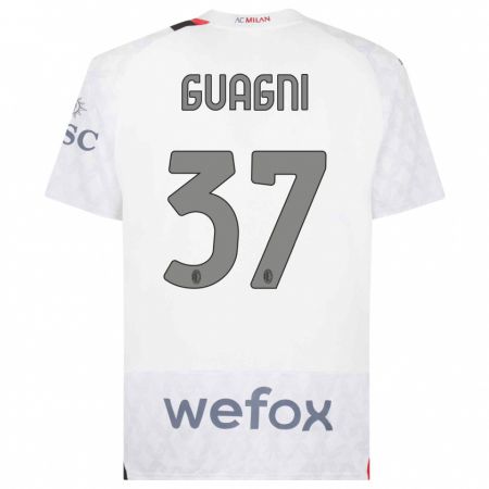 Kandiny Bambino Maglia Alia Guagni #37 Bianco Kit Gara Away 2023/24 Maglietta