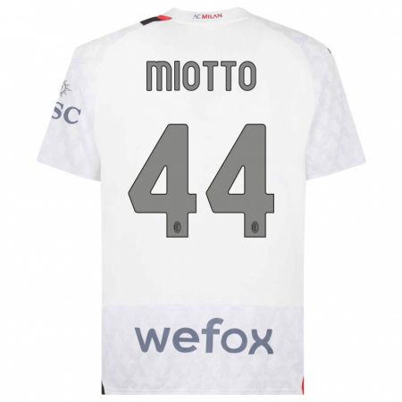 Kandiny Bambino Maglia Giorgia Miotto #44 Bianco Kit Gara Away 2023/24 Maglietta