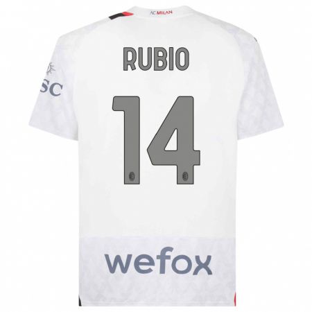 Kandiny Bambino Maglia Silvia Rubio #14 Bianco Kit Gara Away 2023/24 Maglietta