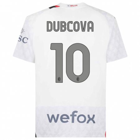 Kandiny Bambino Maglia Kamila Dubcova #10 Bianco Kit Gara Away 2023/24 Maglietta