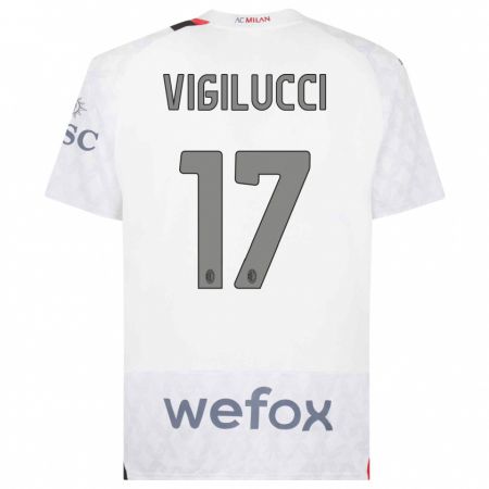 Kandiny Bambino Maglia Valery Vigilucci #17 Bianco Kit Gara Away 2023/24 Maglietta