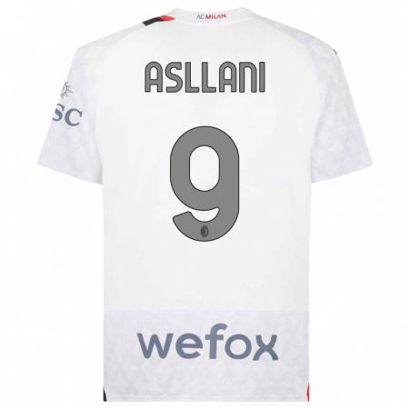 Kandiny Bambino Maglia Kosovare Asllani #9 Bianco Kit Gara Away 2023/24 Maglietta