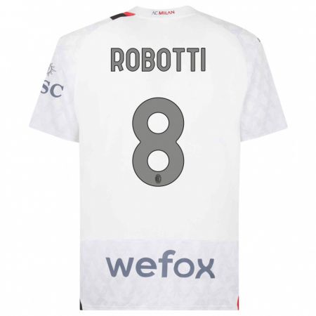 Kandiny Bambino Maglia Giovanni Robotti #8 Bianco Kit Gara Away 2023/24 Maglietta