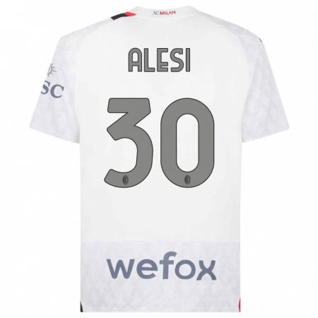 Kandiny Bambino Maglia Gabriele Alesi #30 Bianco Kit Gara Away 2023/24 Maglietta