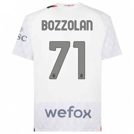 Kandiny Bambino Maglia Andrea Bozzolan #71 Bianco Kit Gara Away 2023/24 Maglietta