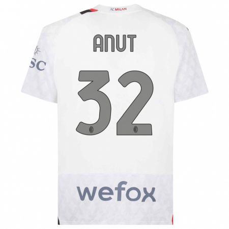 Kandiny Bambino Maglia Niccolo Anut #32 Bianco Kit Gara Away 2023/24 Maglietta