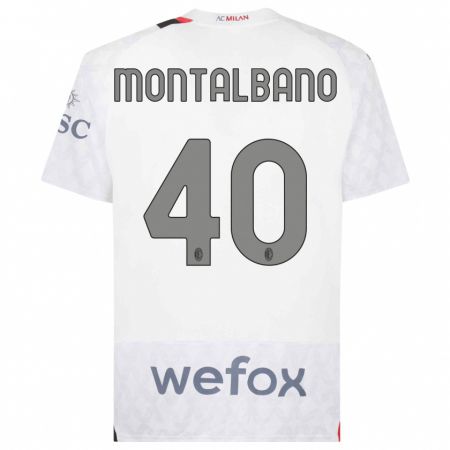 Kandiny Bambino Maglia Nicolo Montalbano #40 Bianco Kit Gara Away 2023/24 Maglietta