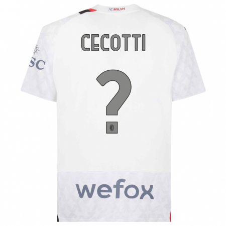 Kandiny Bambino Maglia Tommaso Cecotti #0 Bianco Kit Gara Away 2023/24 Maglietta