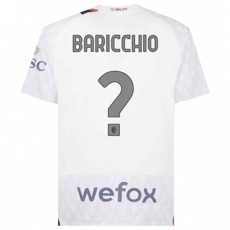 Kandiny Bambino Maglia Luca Baricchio #0 Bianco Kit Gara Away 2023/24 Maglietta