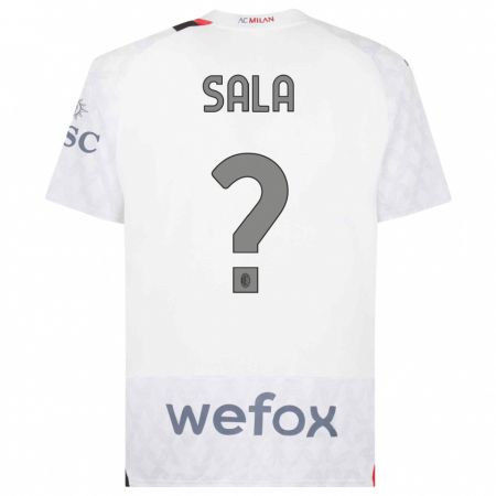 Kandiny Niño Camiseta Mattia Sala #0 Blanco 2ª Equipación 2023/24 La Camisa