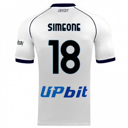 Kandiny Bambino Maglia Giovanni Simeone #18 Bianco Kit Gara Away 2023/24 Maglietta