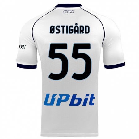 Kandiny Bambino Maglia Leo Østigård #55 Bianco Kit Gara Away 2023/24 Maglietta