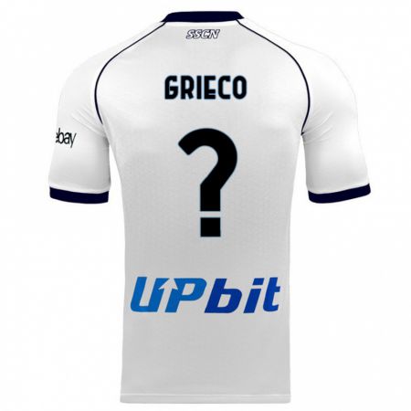 Kandiny Bambino Maglia Alessandro Grieco #0 Bianco Kit Gara Away 2023/24 Maglietta