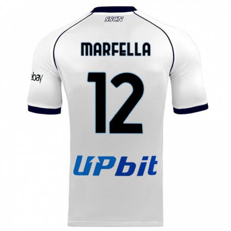 Kandiny Bambino Maglia Davide Marfella #12 Bianco Kit Gara Away 2023/24 Maglietta