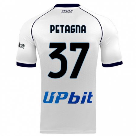 Kandiny Bambino Maglia Andrea Petagna #37 Bianco Kit Gara Away 2023/24 Maglietta