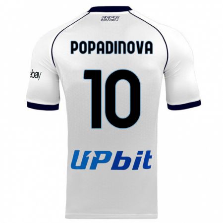 Kandiny Bambino Maglia Evdokiya Popadinova #10 Bianco Kit Gara Away 2023/24 Maglietta