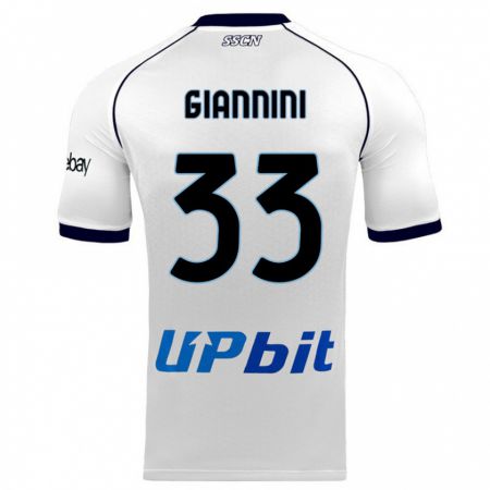 Kandiny Bambino Maglia Enrico Giannini #33 Bianco Kit Gara Away 2023/24 Maglietta