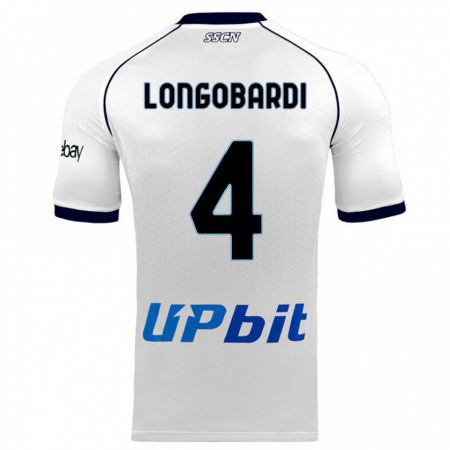 Kandiny Bambino Maglia Salvatore Longobardi #4 Bianco Kit Gara Away 2023/24 Maglietta