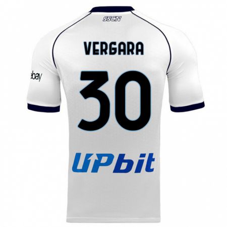 Kandiny Bambino Maglia Antonio Vergara #30 Bianco Kit Gara Away 2023/24 Maglietta