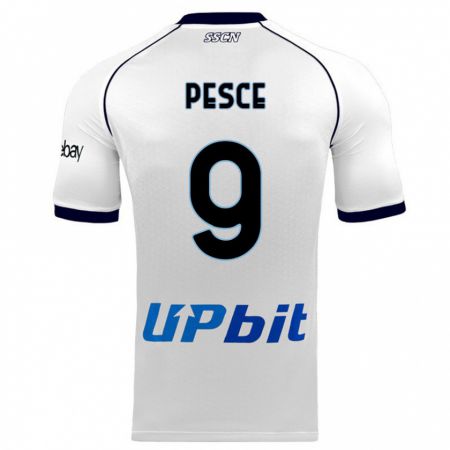 Kandiny Bambino Maglia Antonio Pesce #9 Bianco Kit Gara Away 2023/24 Maglietta