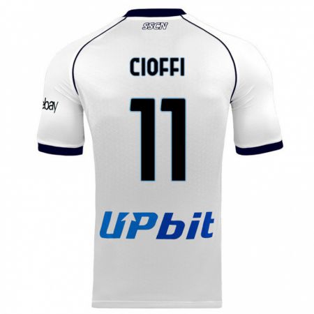 Kandiny Bambino Maglia Antonio Cioffi #11 Bianco Kit Gara Away 2023/24 Maglietta