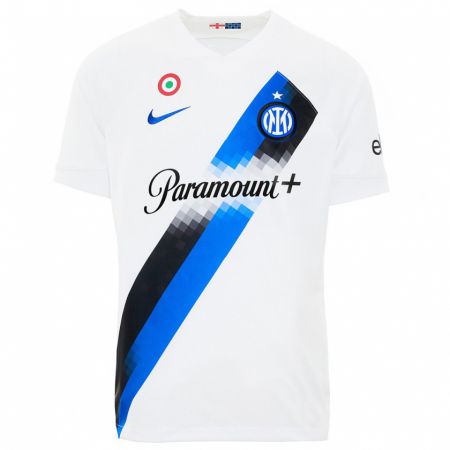 Kandiny Bambino Maglia Federico Dimarco #32 Bianco Kit Gara Away 2023/24 Maglietta