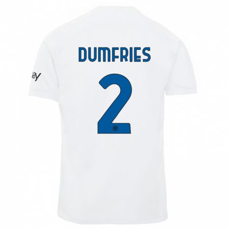 Kandiny Bambino Maglia Denzel Dumfries #2 Bianco Kit Gara Away 2023/24 Maglietta