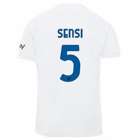 Kandiny Bambino Maglia Stefano Sensi #5 Bianco Kit Gara Away 2023/24 Maglietta