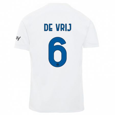 Kandiny Bambino Maglia Stefan De Vrij #6 Bianco Kit Gara Away 2023/24 Maglietta