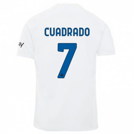 Kandiny Bambino Maglia Juan Cuadrado #7 Bianco Kit Gara Away 2023/24 Maglietta