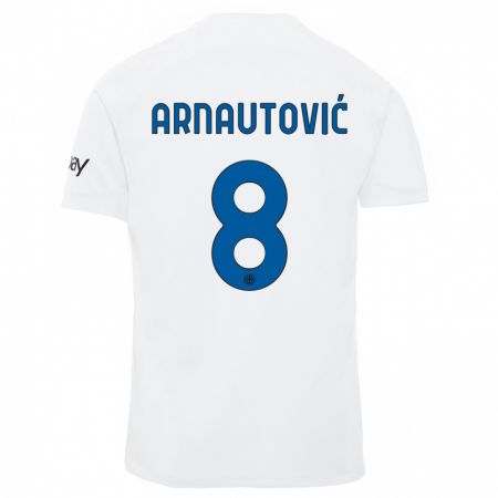 Kandiny Bambino Maglia Marko Arnautovic #8 Bianco Kit Gara Away 2023/24 Maglietta