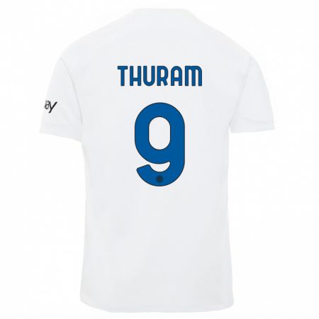 Kandiny Bambino Maglia Marcus Thuram #9 Bianco Kit Gara Away 2023/24 Maglietta