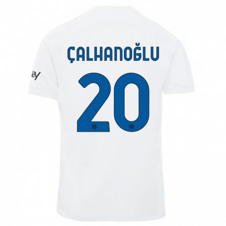 Kandiny Bambino Maglia Hakan Calhanoglu #20 Bianco Kit Gara Away 2023/24 Maglietta