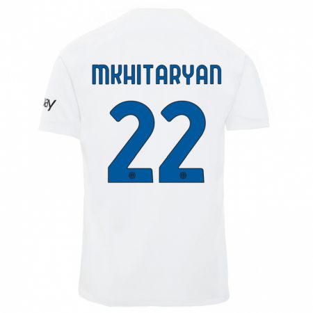 Kandiny Bambino Maglia Henrikh Mkhitaryan #22 Bianco Kit Gara Away 2023/24 Maglietta