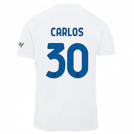 Kandiny Bambino Maglia Carlos Augusto #30 Bianco Kit Gara Away 2023/24 Maglietta