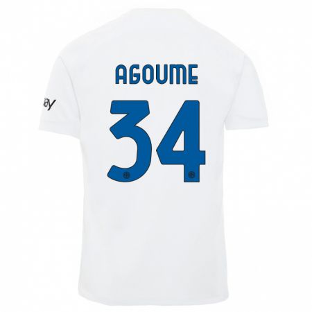 Kandiny Bambino Maglia Lucien Agoumé #34 Bianco Kit Gara Away 2023/24 Maglietta