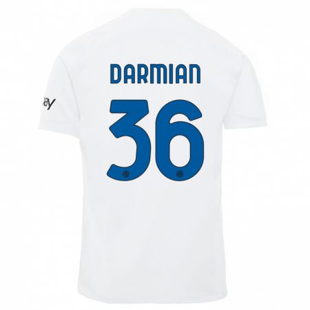 Kandiny Bambino Maglia Matteo Darmian #36 Bianco Kit Gara Away 2023/24 Maglietta