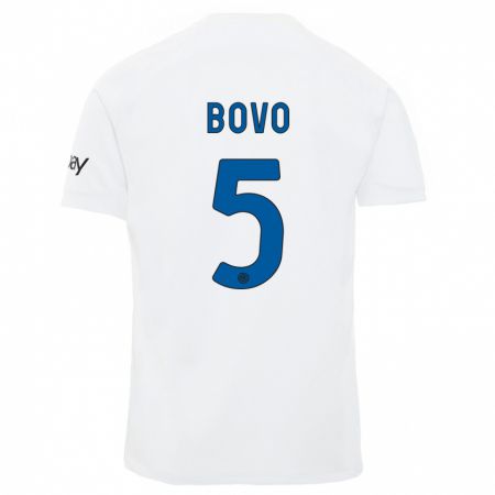 Kandiny Niño Camiseta Leonardo Bovo #5 Blanco 2ª Equipación 2023/24 La Camisa