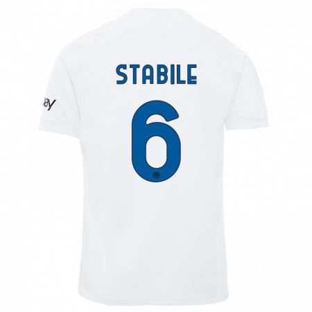 Kandiny Bambino Maglia Giacomo Stabile #6 Bianco Kit Gara Away 2023/24 Maglietta