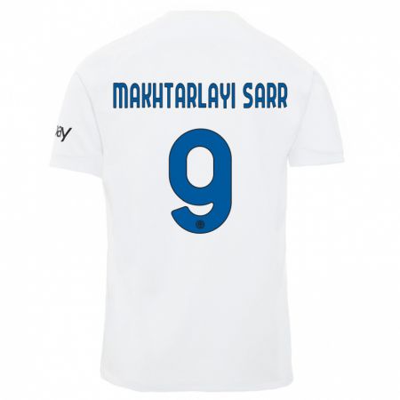 Kandiny Bambino Maglia Amadou Makhtarlayi Sarr #9 Bianco Kit Gara Away 2023/24 Maglietta