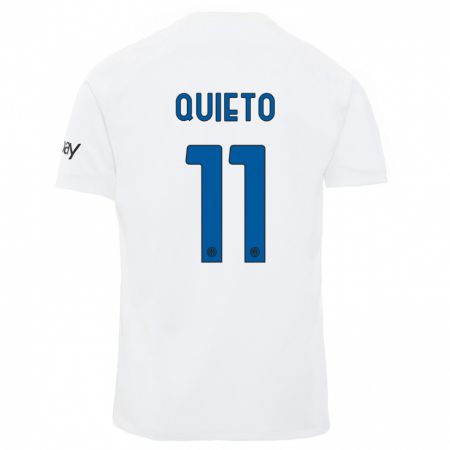 Kandiny Bambino Maglia Daniele Quieto #11 Bianco Kit Gara Away 2023/24 Maglietta