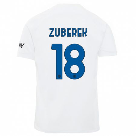 Kandiny Bambino Maglia Jan Zuberek #18 Bianco Kit Gara Away 2023/24 Maglietta