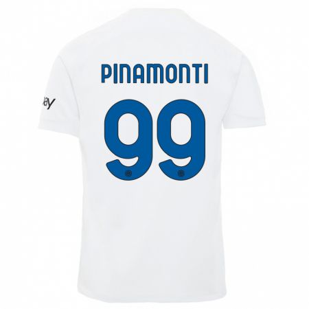 Kandiny Niño Camiseta Andrea Pinamonti #99 Blanco 2ª Equipación 2023/24 La Camisa