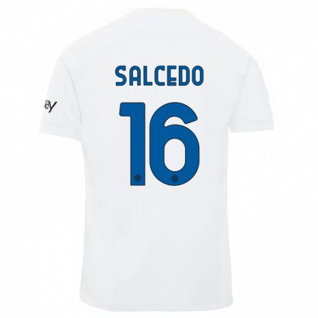 Kandiny Niño Camiseta Eddie Salcedo #16 Blanco 2ª Equipación 2023/24 La Camisa