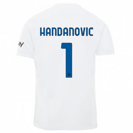 Kandiny Bambino Maglia Samir Handanovic #1 Bianco Kit Gara Away 2023/24 Maglietta