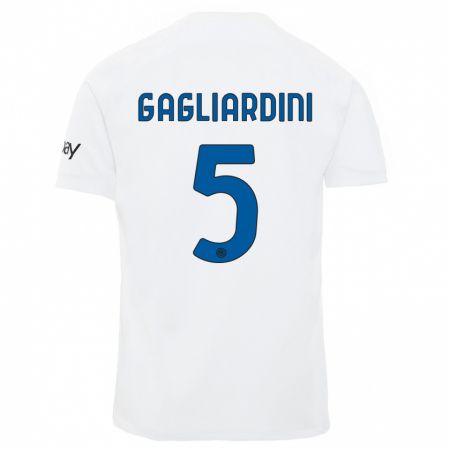 Kandiny Bambino Maglia Roberto Gagliardini #5 Bianco Kit Gara Away 2023/24 Maglietta