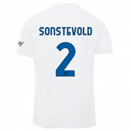 Kandiny Bambino Maglia Anja Sonstevold #2 Bianco Kit Gara Away 2023/24 Maglietta