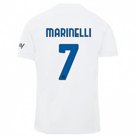 Kandiny Bambino Maglia Gloria Marinelli #7 Bianco Kit Gara Away 2023/24 Maglietta